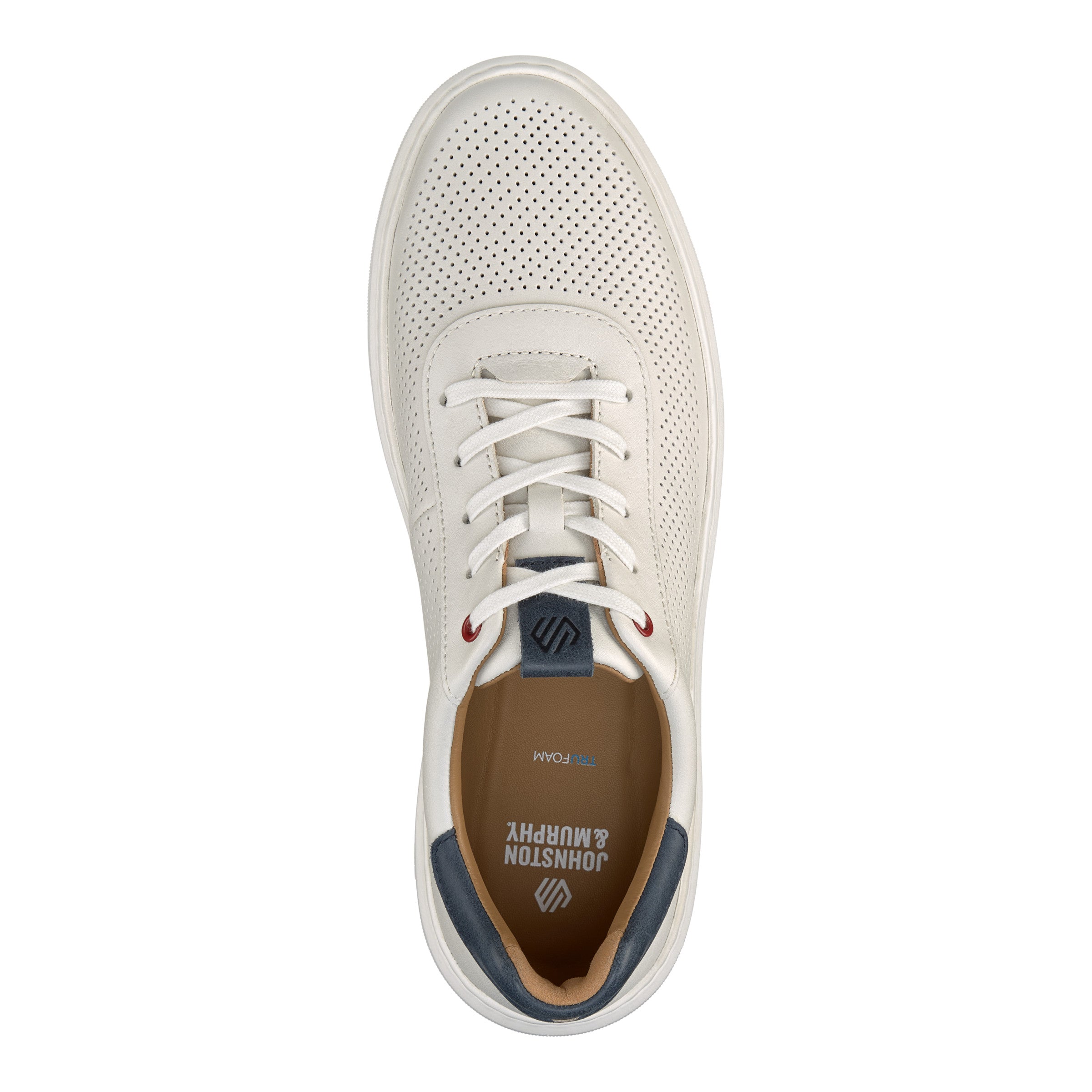 Johnston & Murphy Anders Perfed U-Throat Shoes White Full Grain