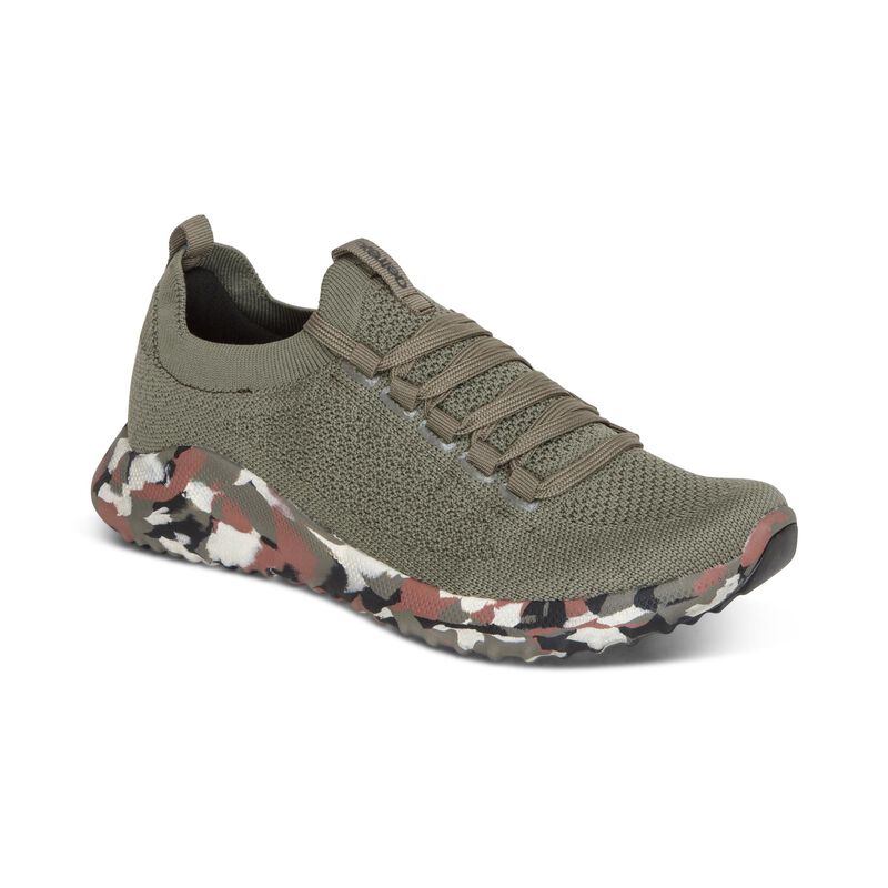 Aetrex Women's Carly Arch Support Sneakers Olive Camo