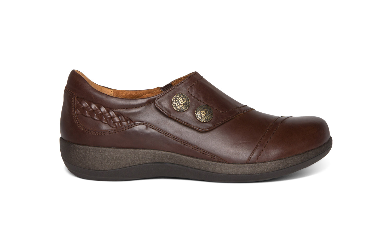 Aetrex Women's Karina Monk Strap Casual Shoe Brown