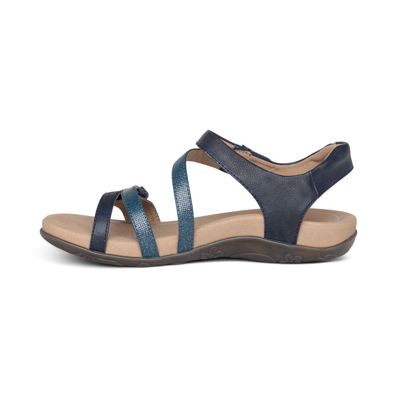 Aetrex Women's Jess Adjustable Quarter Strap Sandal Navy