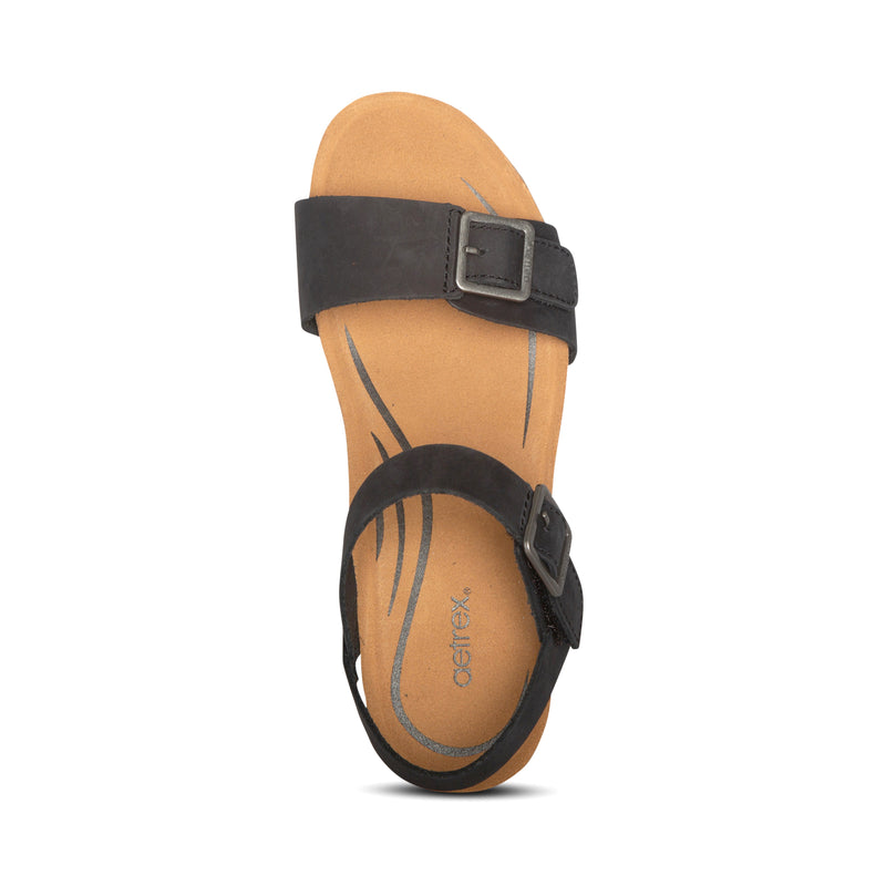 Aetrex Women's Lexa Quarter Strap Wedge Sandals