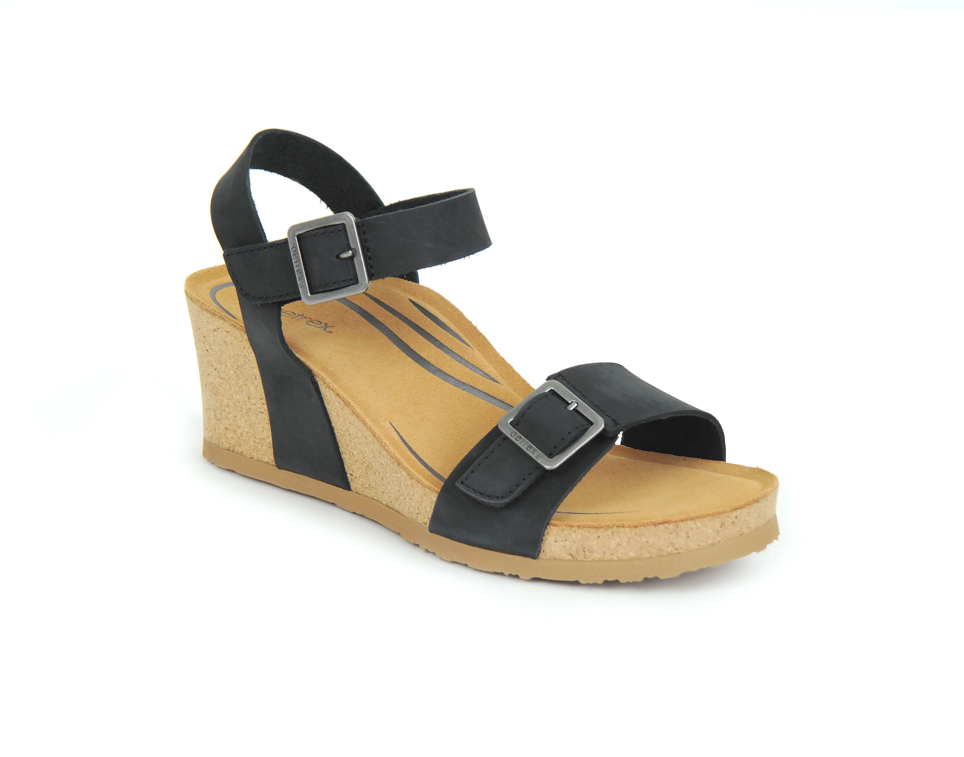 Aetrex Women's Lexa Quarter Strap Wedge Sandals