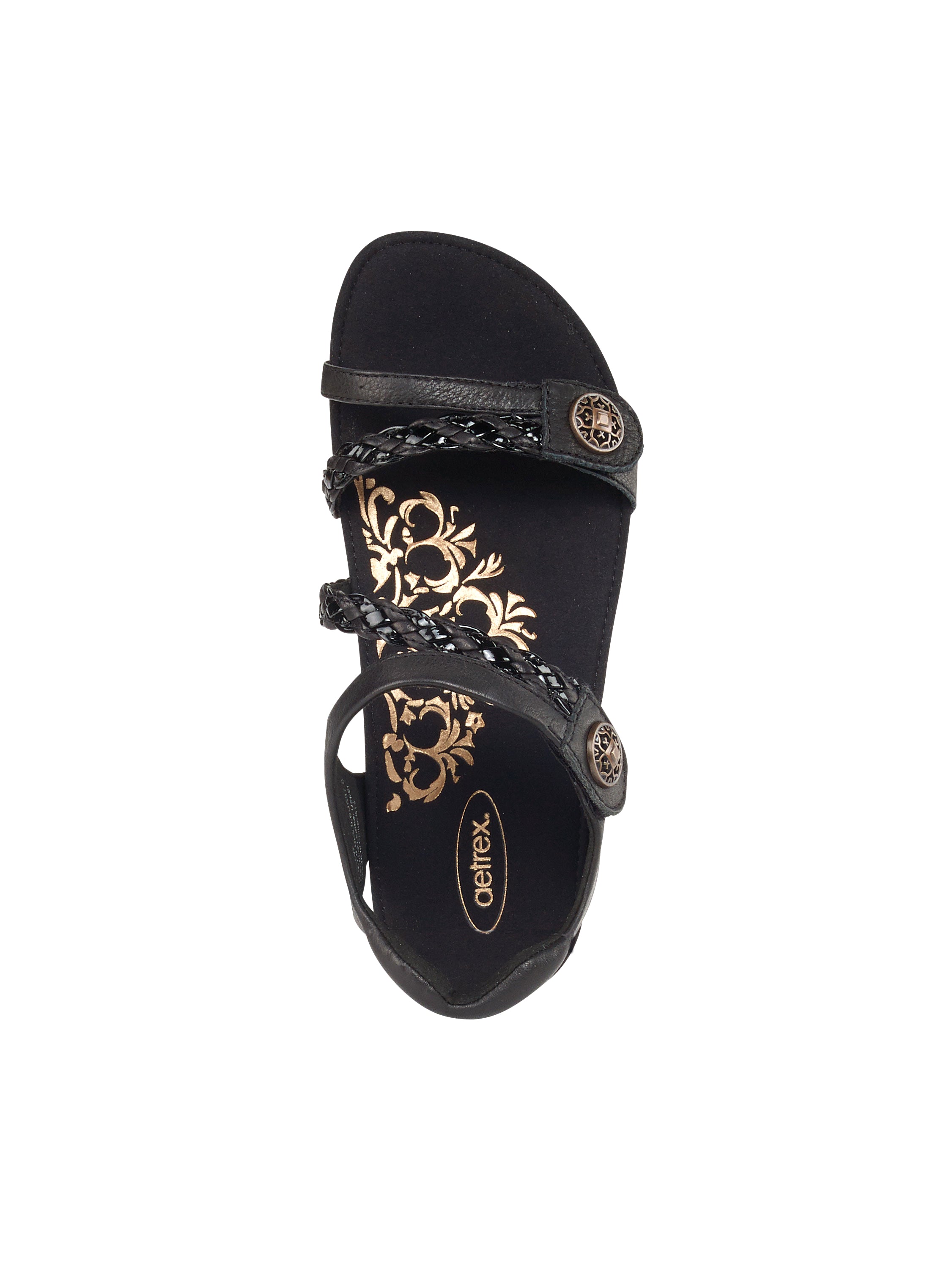 Aetrex Women's Jillian Braided Quarter Strap Sandals